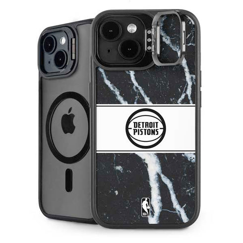 NBA Detroit Pistons Marble iPhone 15 Kickstand Case