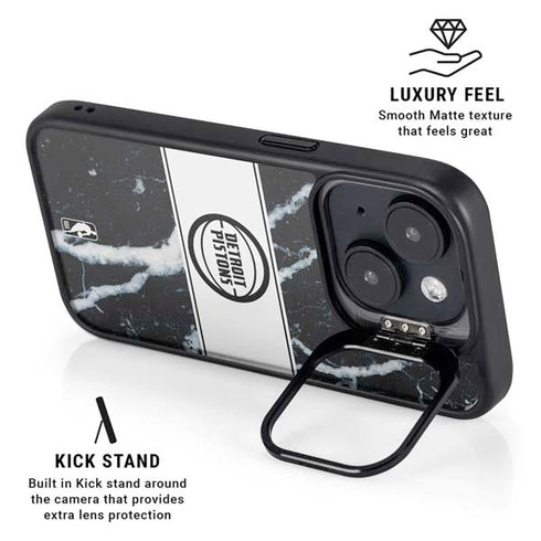 NBA Detroit Pistons Marble iPhone 15 Kickstand Case