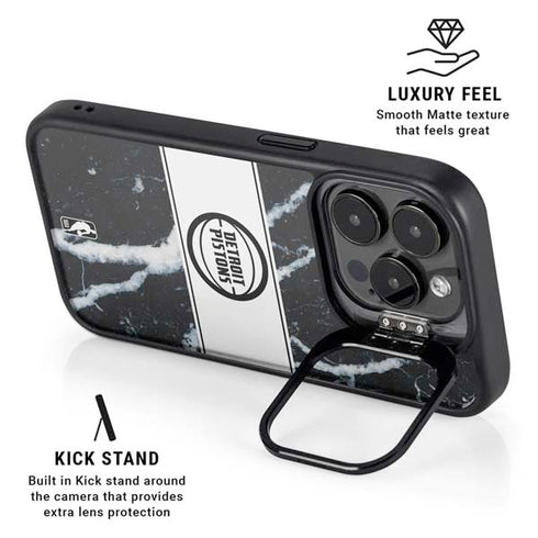 NBA Detroit Pistons Marble iPhone 15 Pro Kickstand Case