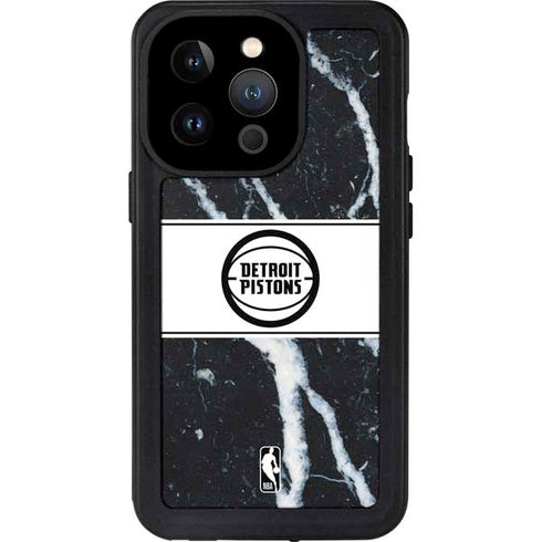 NBA Detroit Pistons Marble iPhone 15 Pro Waterproof Case