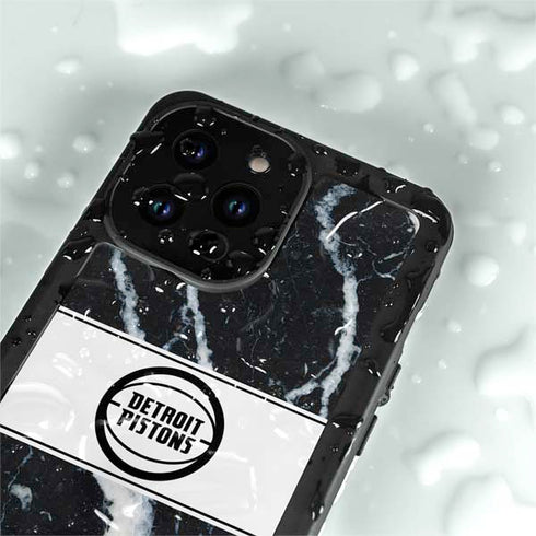 NBA Detroit Pistons Marble iPhone 15 Pro Waterproof Case