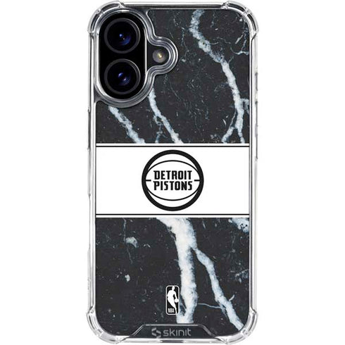 NBA Detroit Pistons Marble iPhone 16 Clear Case