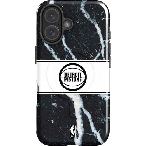 NBA Detroit Pistons Marble iPhone 16 Magsafe Impact Case