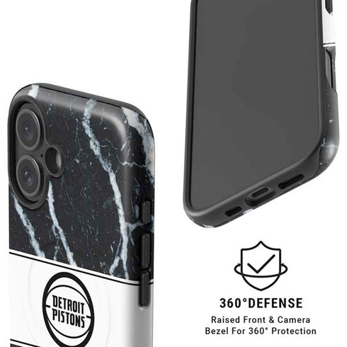 NBA Detroit Pistons Marble iPhone 16 Magsafe Impact Case