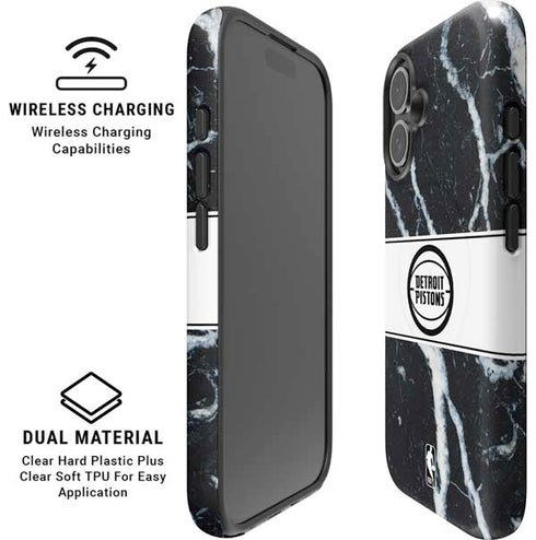 NBA Detroit Pistons Marble iPhone 16 Magsafe Impact Case
