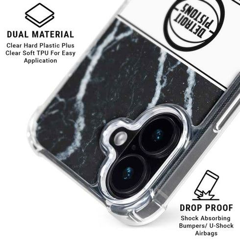 NBA Detroit Pistons Marble iPhone 16 Plus Clear Case