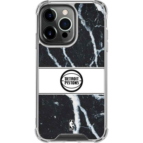 NBA Detroit Pistons Marble iPhone 16 Pro Clear Case