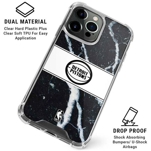 NBA Detroit Pistons Marble iPhone 16 Pro Max Clear Case