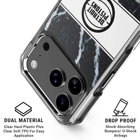 NBA Detroit Pistons Marble iPhone 18 Pro Clear Case