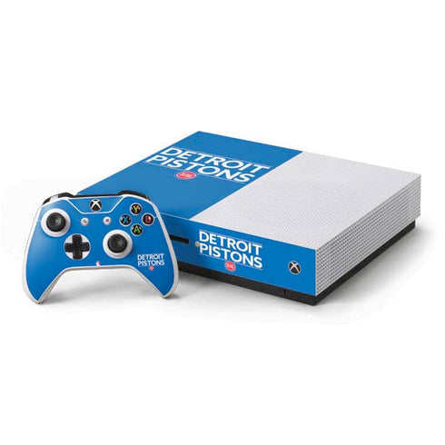 NBA Detroit Pistons Standard - Blue Xbox One S Console and Controller Bundle Skin