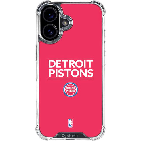 NBA Detroit Pistons Standard - Red iPhone 16 Clear Case