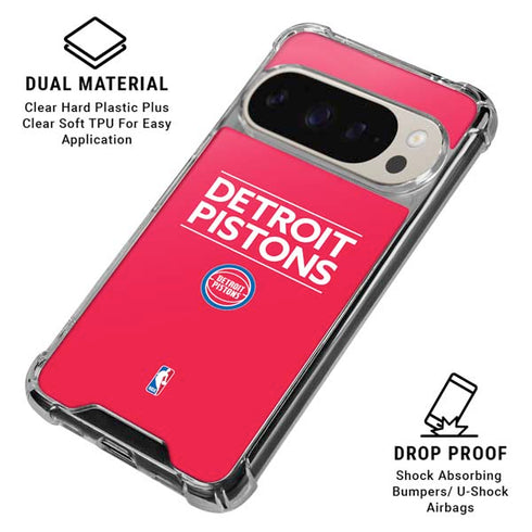 NBA Detroit Pistons Standard - Red Pixel 9/9 Pro Clear Case