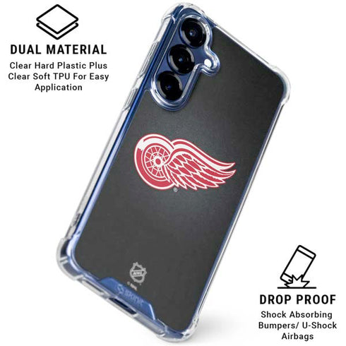 NHL Detroit Red Wings Black Background Galaxy S25 FE Clear Case