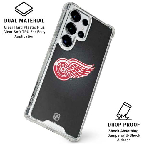 NHL Detroit Red Wings Black Background Galaxy S25 Ultra Clear Case