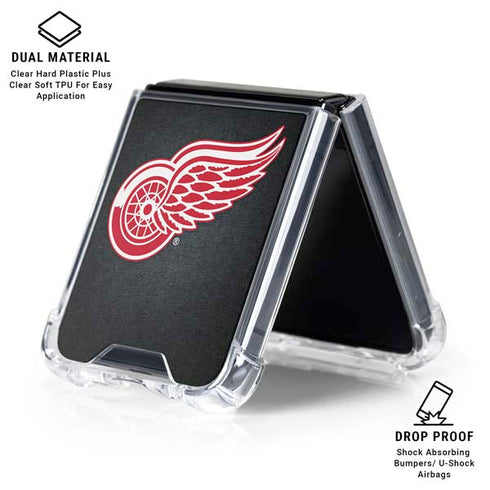 NHL Detroit Red Wings Black Background Galaxy Z Flip7 Clear Case