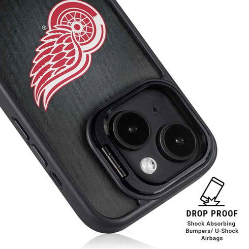 NHL Detroit Red Wings Black Background iPhone 14 Plus Kickstand Case