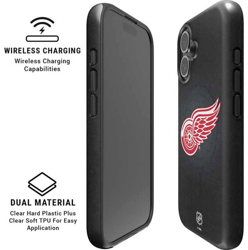 NHL Detroit Red Wings Black Background iPhone 16 Magsafe Impact Case