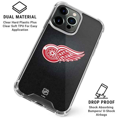 NHL Detroit Red Wings Black Background iPhone 16 Pro Max Clear Case
