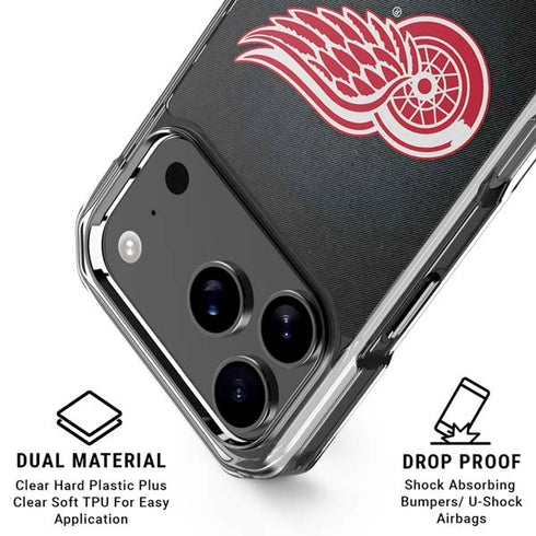 NHL Detroit Red Wings Black Background iPhone 17 Pro Clear Case