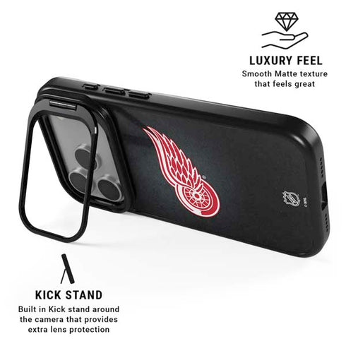 NHL Detroit Red Wings Black Background iPhone 17 Pro Kickstand Case