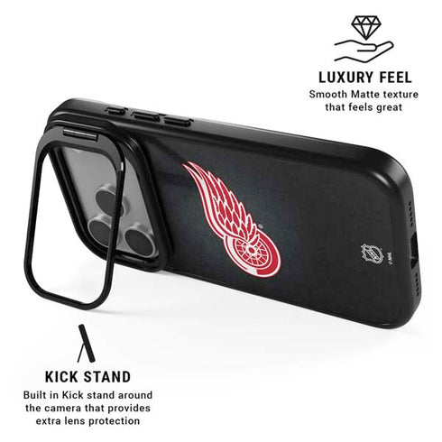 NHL Detroit Red Wings Black Background iPhone 17 Pro Max Kickstand Case