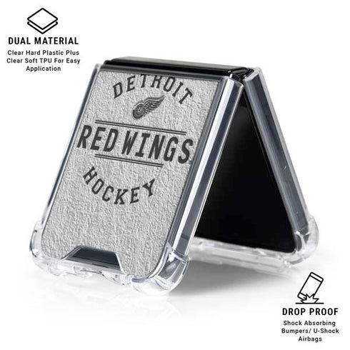 NHL Detroit Red Wings Black Text Galaxy Z Flip6 Clear Case