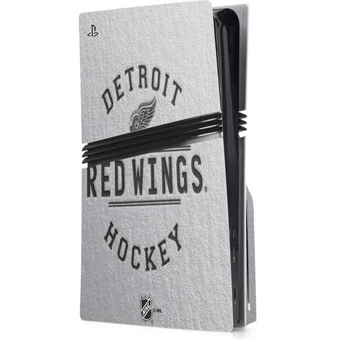 NHL Detroit Red Wings Black Text PS5 Pro Disk Console Skin