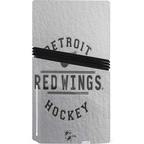 NHL Detroit Red Wings Black Text PS5 Pro Disk Console Skin