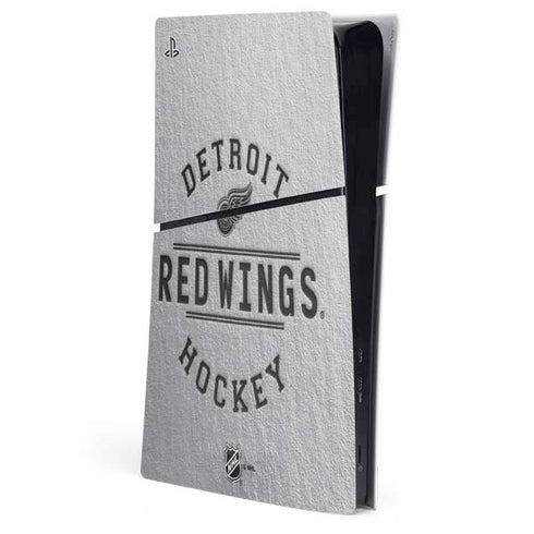 NHL Detroit Red Wings Black Text PS5 Slim Digital Edition Console Skin