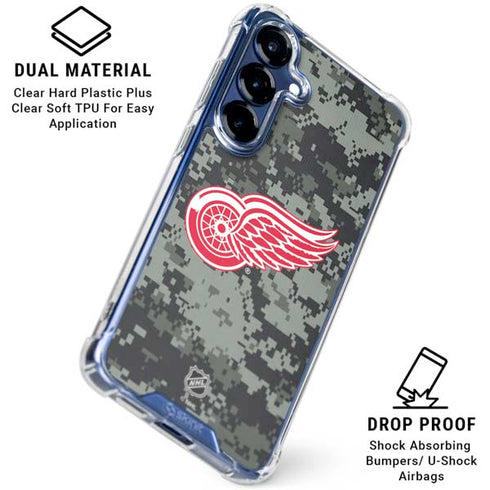 NHL Detroit Red Wings Camo Galaxy S25 Clear Case