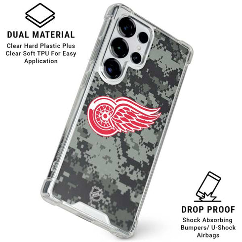NHL Detroit Red Wings Camo Galaxy S25 Ultra Clear Case