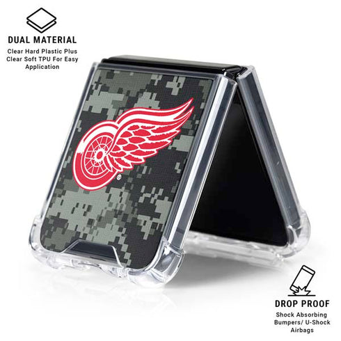 NHL Detroit Red Wings Camo Galaxy Z Flip6 Clear Case
