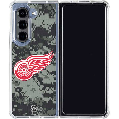 NHL Detroit Red Wings Camo Galaxy Z Fold5 5G Clear Case