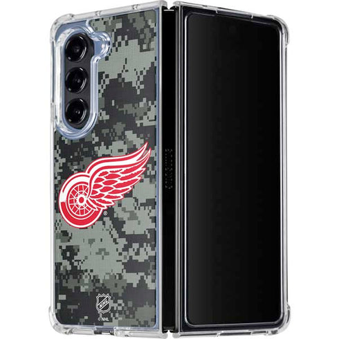 NHL Detroit Red Wings Camo Galaxy Z Fold5 5G Clear Case