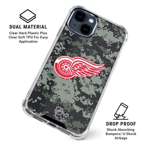 NHL Detroit Red Wings Camo iPhone 15 Clear Case