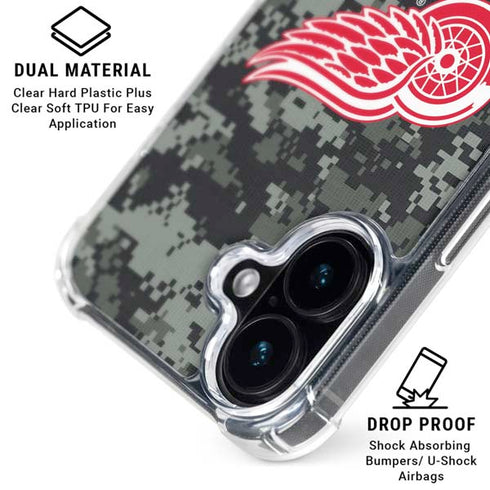 NHL Detroit Red Wings Camo iPhone 16 Plus Clear Case