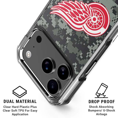 NHL Detroit Red Wings Camo iPhone 18 Pro Clear Case