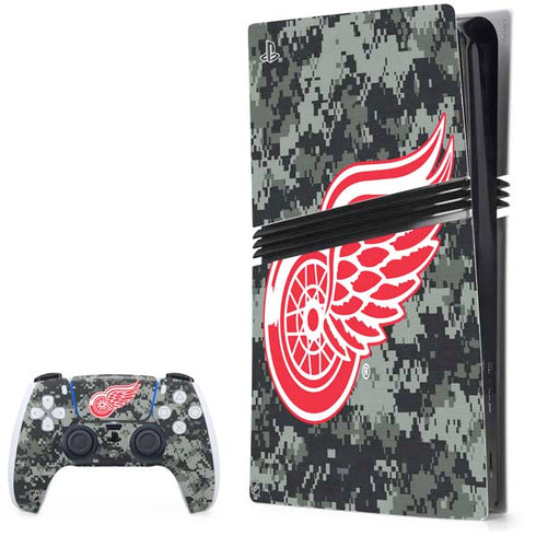 NHL Detroit Red Wings Camo PS5 Pro Bundle Skin
