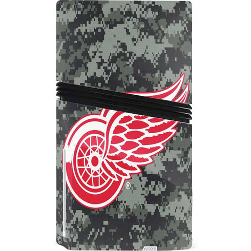 NHL Detroit Red Wings Camo PS5 Pro Disk Console Skin