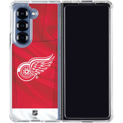 NHL Detroit Red Wings Home Jersey Galaxy Z Fold7 Clear Case