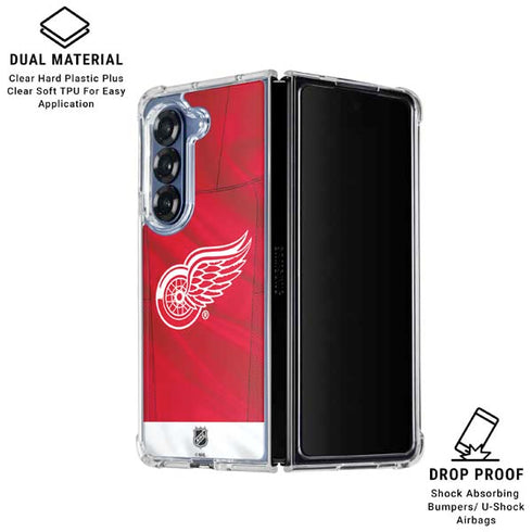 NHL Detroit Red Wings Home Jersey Galaxy Z Fold7 Clear Case