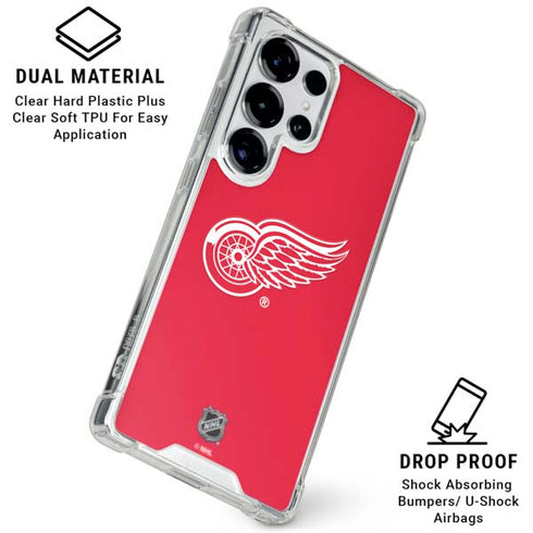NHL Detroit Red Wings Solid Background Galaxy S25 Ultra Clear Case