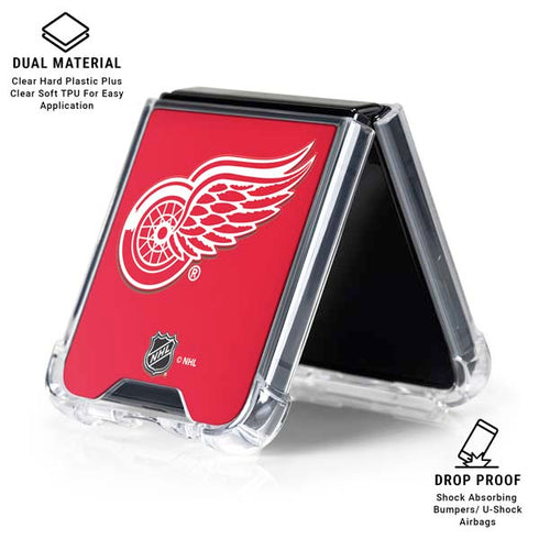 NHL Detroit Red Wings Solid Background Galaxy Z Flip6 Clear Case