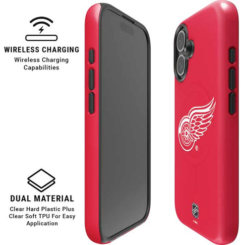 NHL Detroit Red Wings Solid Background iPhone 16 Magsafe Impact Case
