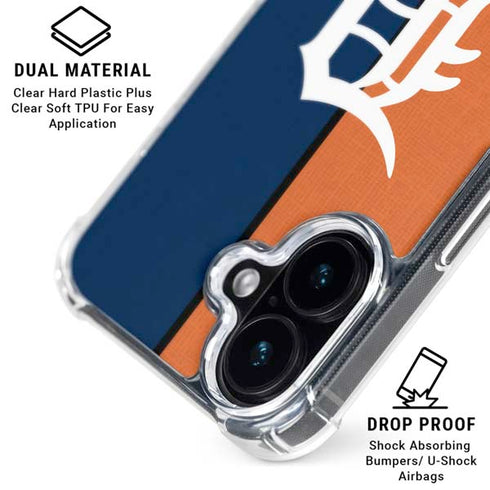 MLB Detroit Tigers Split iPhone 16 Plus Clear Case