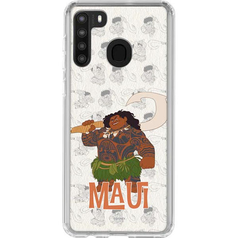 Disney Princess Moana Maui Pattern Galaxy A21 Clear Case