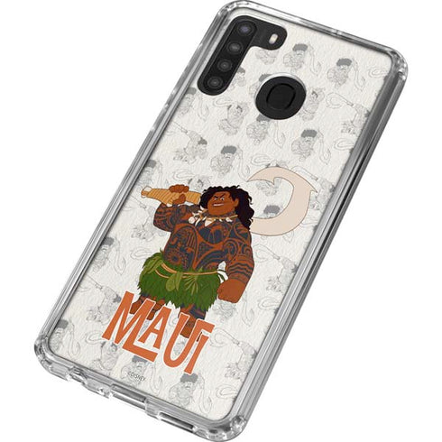 Disney Princess Moana Maui Pattern Galaxy A21 Clear Case