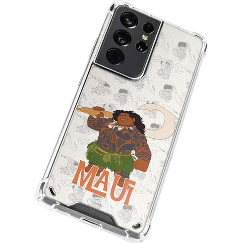 Disney Princess Moana Maui Pattern Galaxy S21 Ultra 5G Clear Case