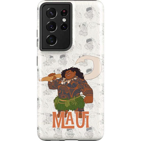 Disney Princess Moana Maui Pattern Galaxy S21 Ultra 5G Pro Case