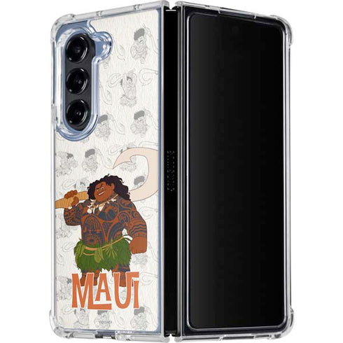 Disney Princess Moana Maui Pattern Galaxy Z Fold5 5G Clear Case